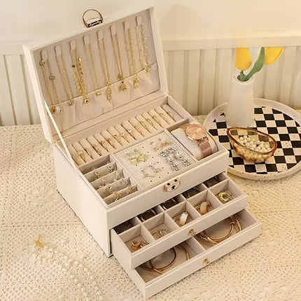 Elegant 3-Tier Jewelry Organizer Box - Luxe Storage Solution