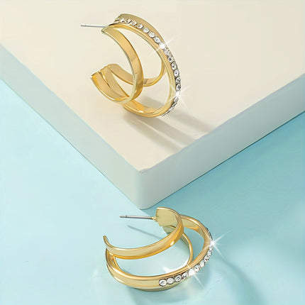 Sparkling Triple-Layer Hoop Earrings