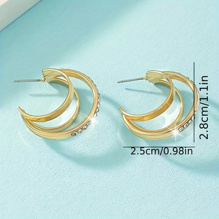 Sparkling Triple-Layer Hoop Earrings