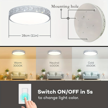 LED Dimmable Ceiling Light – Remote Control, Color Adjustable
