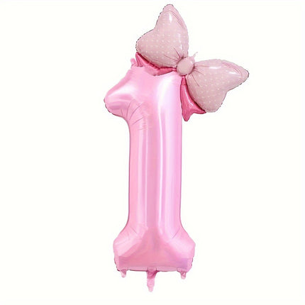 Pink Number Balloon with Adorable Bow