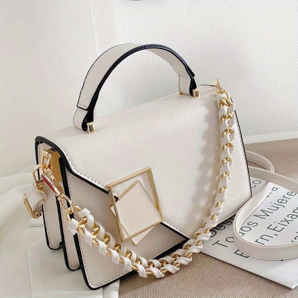 Solid Color PU Leather Crossbody