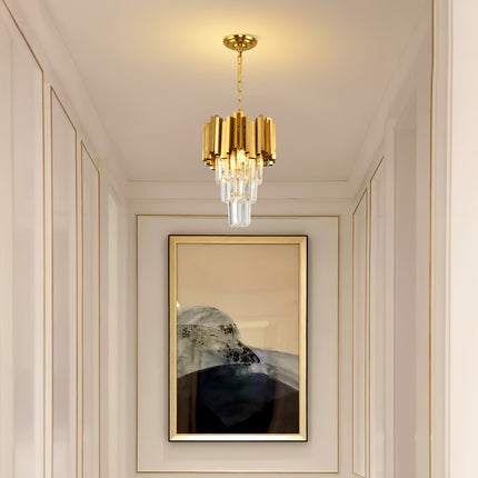 Golden 3-Tier Crystal Pendant Chandelier – Modern Elegance