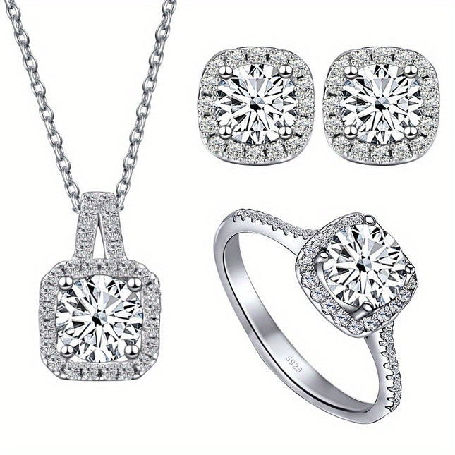 Moissanite 925 Sterling Silver Jewelry Set