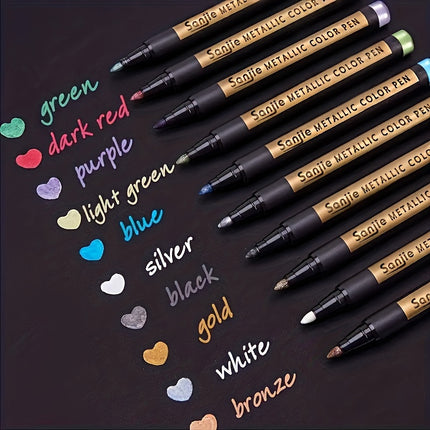 10pcs Metallic Marker Pen Set