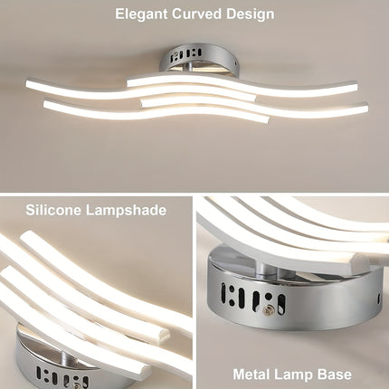 Modern LED Ceiling Light with 3-Color CCT, Curved Design