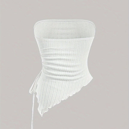 Y2K Drawstring Tube Top – Asymmetric Summer Chic - Monti Bargains
