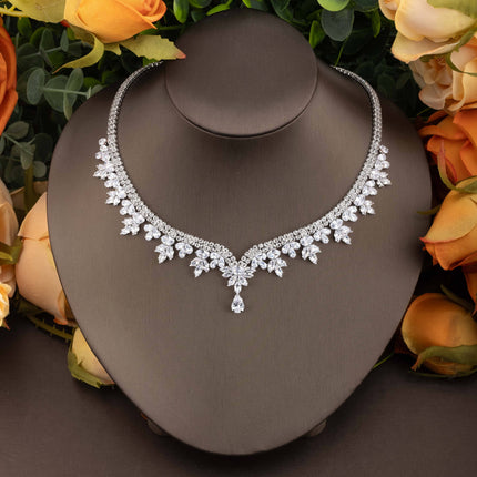 Elegant Leaf-Cubic Zirconia Jewelry Set