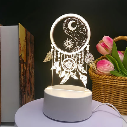Cozy Warm LED Night Light with 3D Dream Catcher Design - USB Powered, Perfect for Home Decor - Monti Bargains