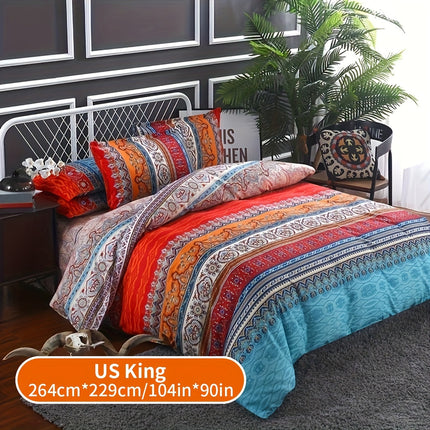 3pcs Ethnic Style Duvet Cover Set - Soft All-Season Bedding