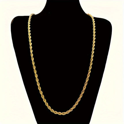 Unisex 18K Gold-Plated Necklace & Bracelet Set