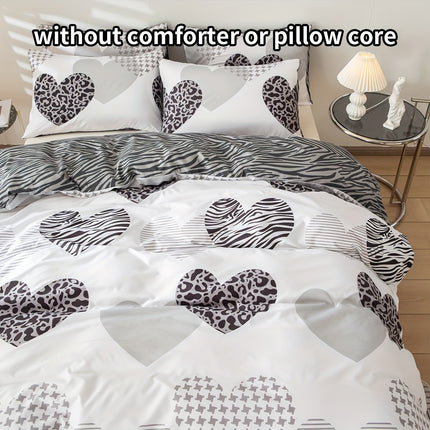 Leopard Print Heart Comforter Set - Cozy & Stylish Bedding