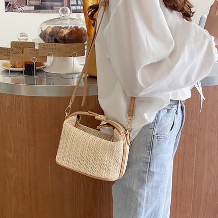 Trendy Rattan Crossbody Beach Bag