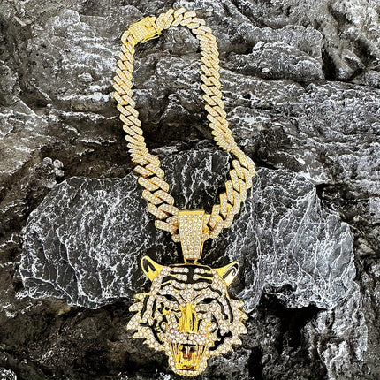 Iced-Out Tiger Head Necklace