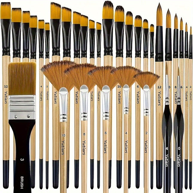 32-Piece Nylon Bristle Paint Brush Set