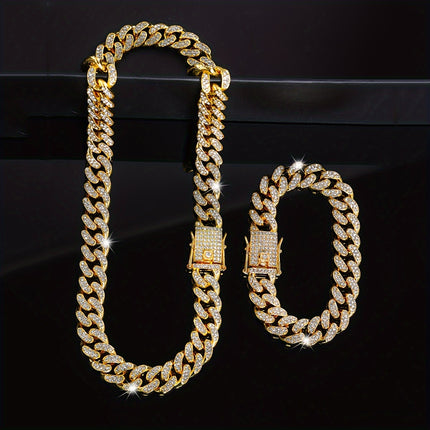 2pcs Exquisite Cuban Link Jewelry Set