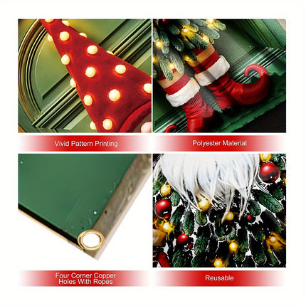 Merry Christmas Gnome Door Banner – Holiday Porch Decoration - Monti Bargains