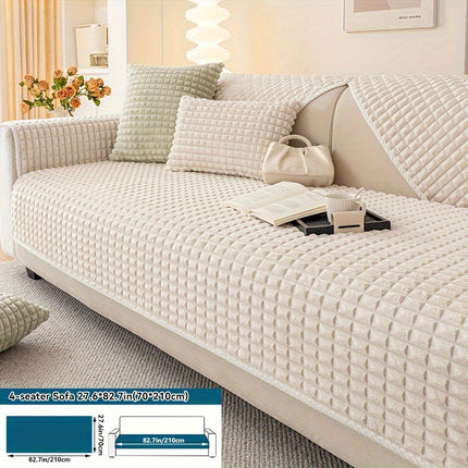 Plaid Plush Sofa Cover - Warm, Soft, Pet-Friendly Protector