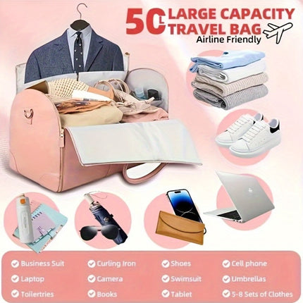 Large Capacity PU Leather Duffel Bag