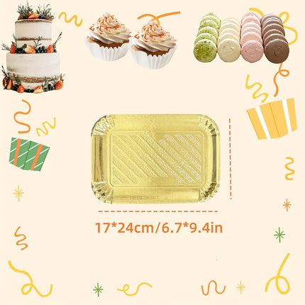 Elegant 10pcs Golden Foil Cake & Dessert Trays Set