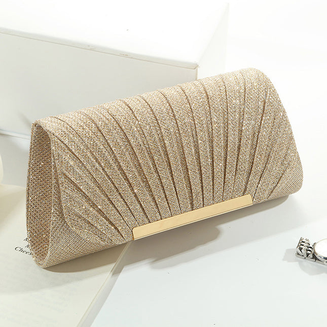 Elegant Pleated Chain Evening Clutch