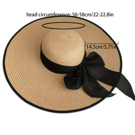 Bowknot Wide Brim Straw Hat
