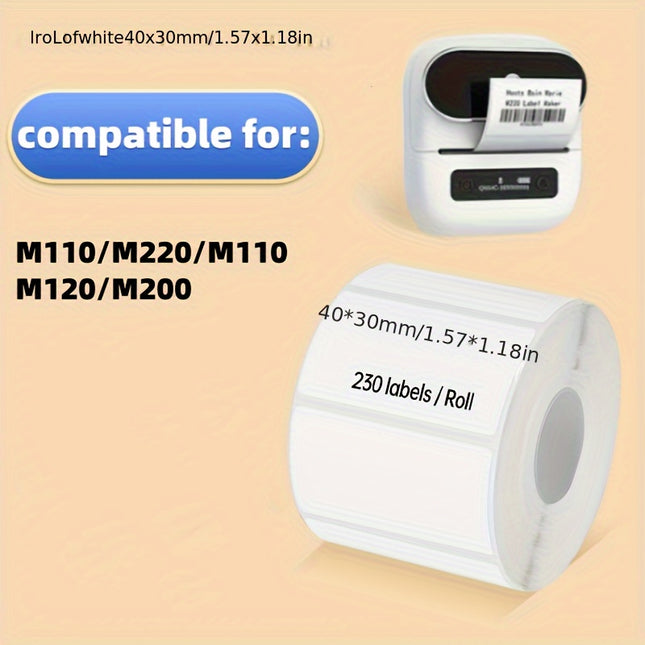 White Square Thermal Label Rolls
