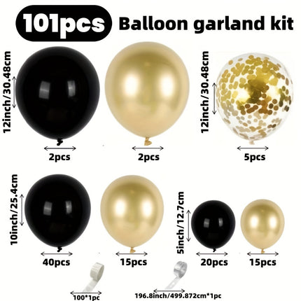 101pcs Black & Gold Balloon Garland Kit – Perfect for Events
