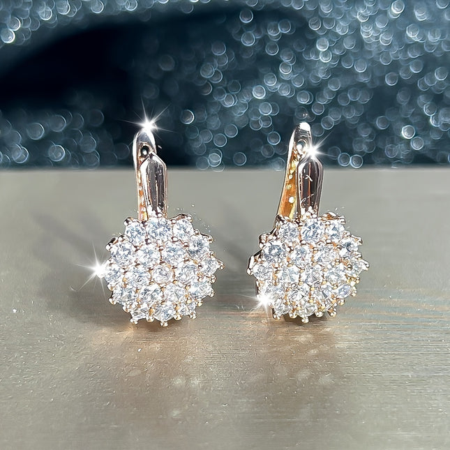 Luxurious Sunflower Zirconia Earrings