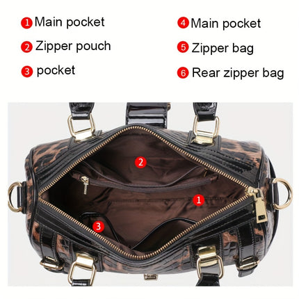 Leopard Crocodile Leather Satchel