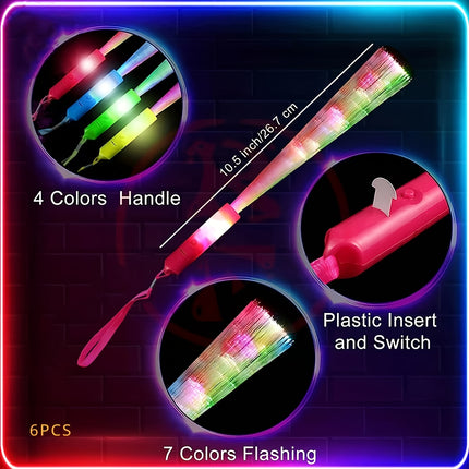 12pcs Random Color LED Fiber Optic Glow Sticks