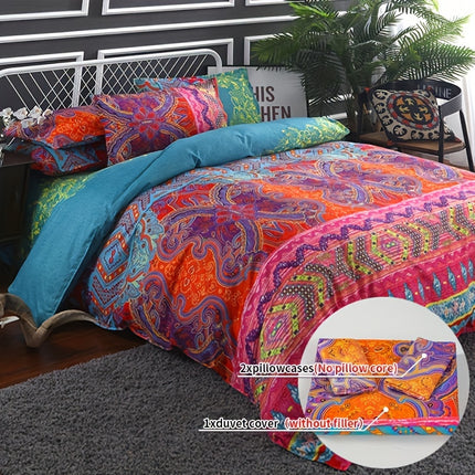 3pcs Ethnic Style Duvet Cover Set - Soft All-Season Bedding