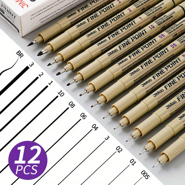 12Pcs Fine Line Markers Set