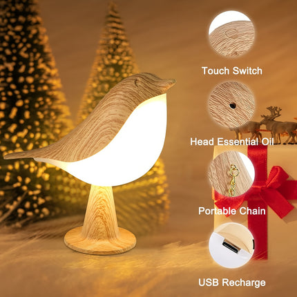 USB Touch-Dimming Bird LED Table Lamp – 3-Color Night Light