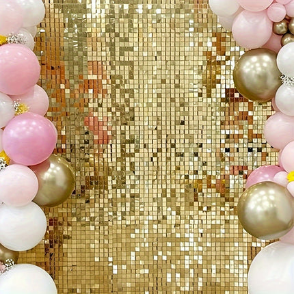 1pc, Birthday Party Decoration Golden Square Rain Curtain
