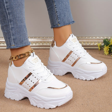 Women's White & Rose Gold Sneakers