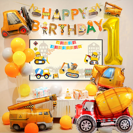 5pcs Construction Theme Birthday Party Balloons Set