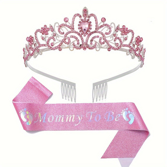 Elegant Mom-to-Be Crown & Sash Set – Celebrate in Style!