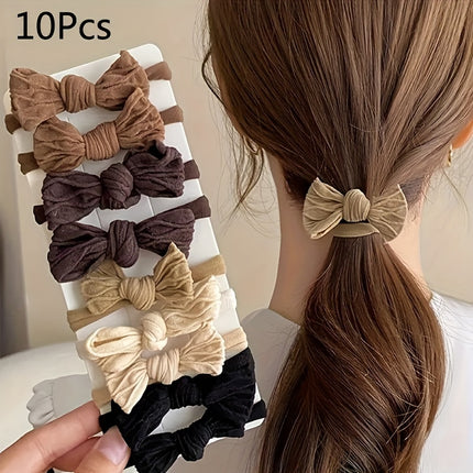 10Pcs Bow Hair Scrunchies Set – Sweet & Stylish Ponytail Holders