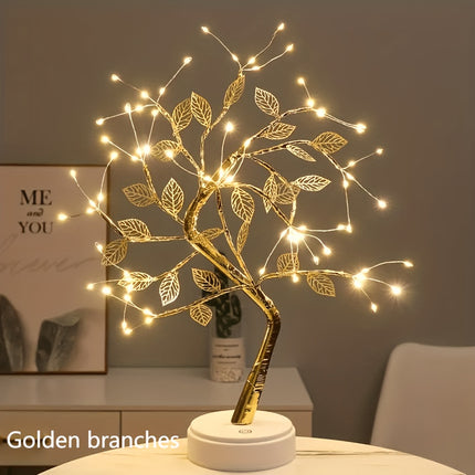 Golden Leaf Tree Lamp - LED Copper Wire Touch Light