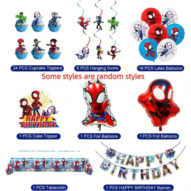 53pcs Spiderman Themed Party Decoration Supplies