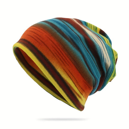 Stripe Print Pullover Winter Beanie