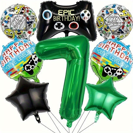 8 Pcs Video Game Birthday Balloons Set