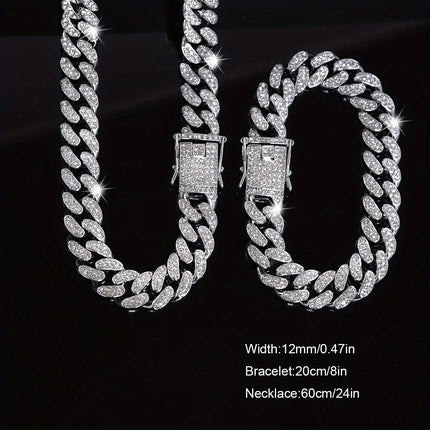2pcs Exquisite Cuban Link Jewelry Set