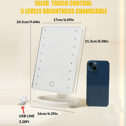 16 LED Rotatable Makeup Mirror – Perfect Lighting Anywhere - Monti Bargains