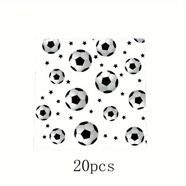 20 PCS Set of Soccer Printed Paper Napkins