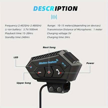Wireless Motorcycle Helmet Headset – Hands-Free Call & Music