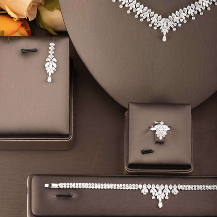 Elegant Leaf-Cubic Zirconia Jewelry Set