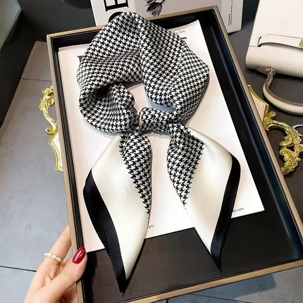 Elegant Houndstooth Silk Scarf