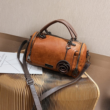 Vintage Boston Flower Satchel Bag